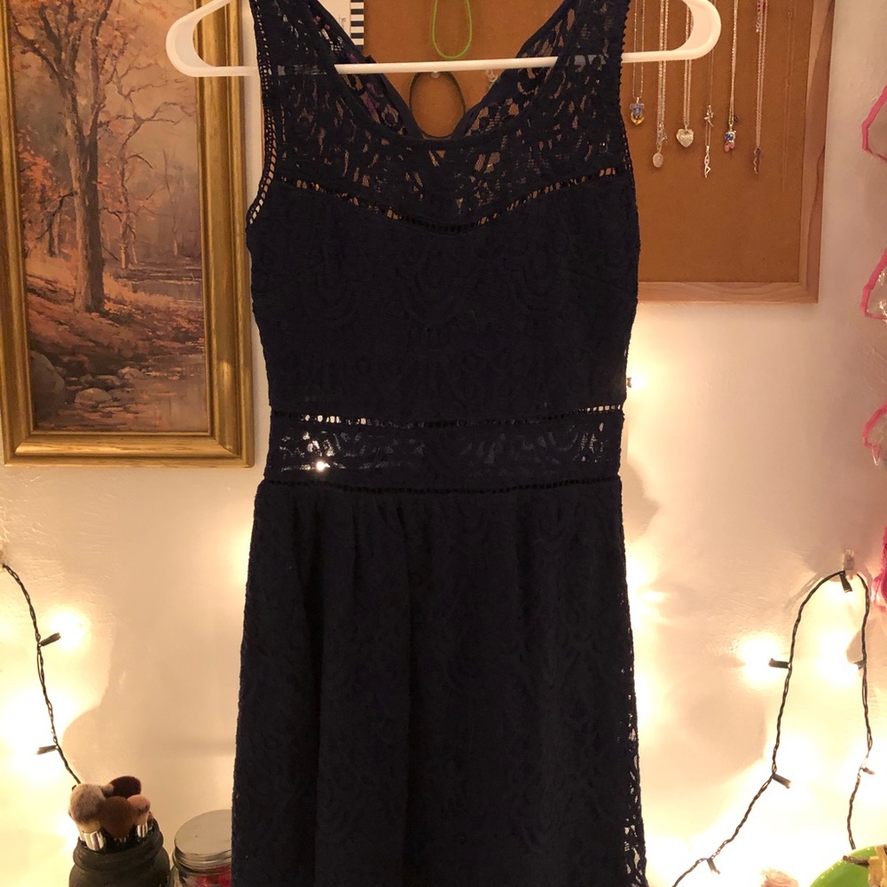 navy blue lace dress